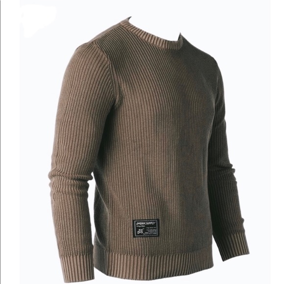Host Pick!NWT Mens Brown Ribbed Sweater distressed - Picture 5 of 8